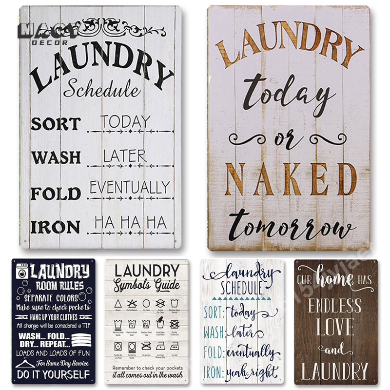 Vintage Home Textiles - Slogan Metal Tin Sign Laundry Room
