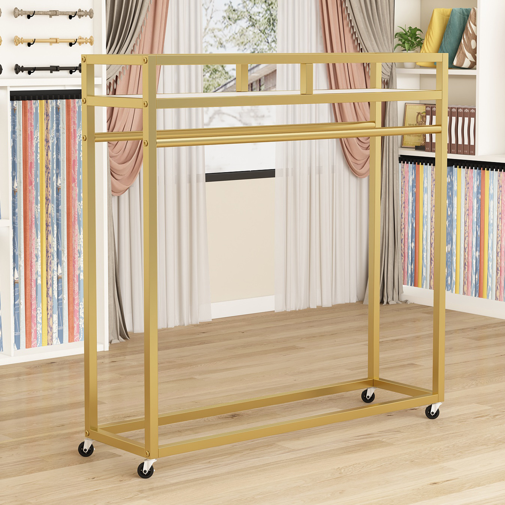 Home Textiles Store - Floor-to-ceiling curtain elevator display rack Home