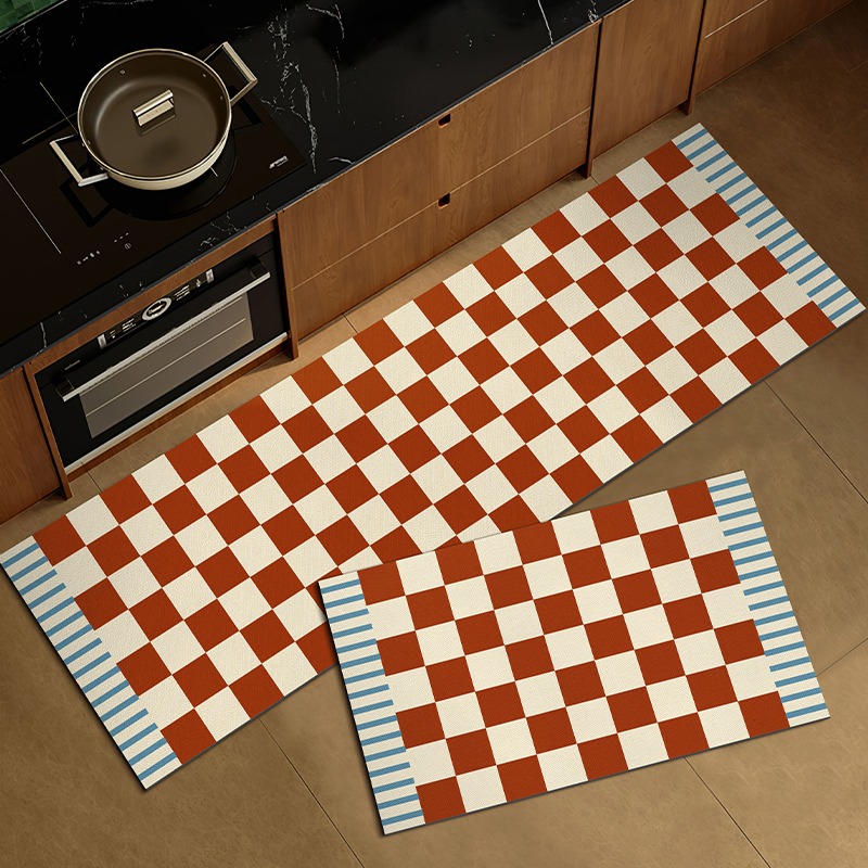 Home Textiles Plaid - Vintage Plaid Kitchen Floor Mat Non-slip