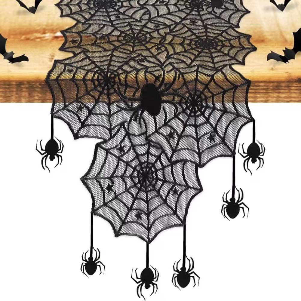 Home Textiles Store - Creative New Black Spider Silk Tablecloth