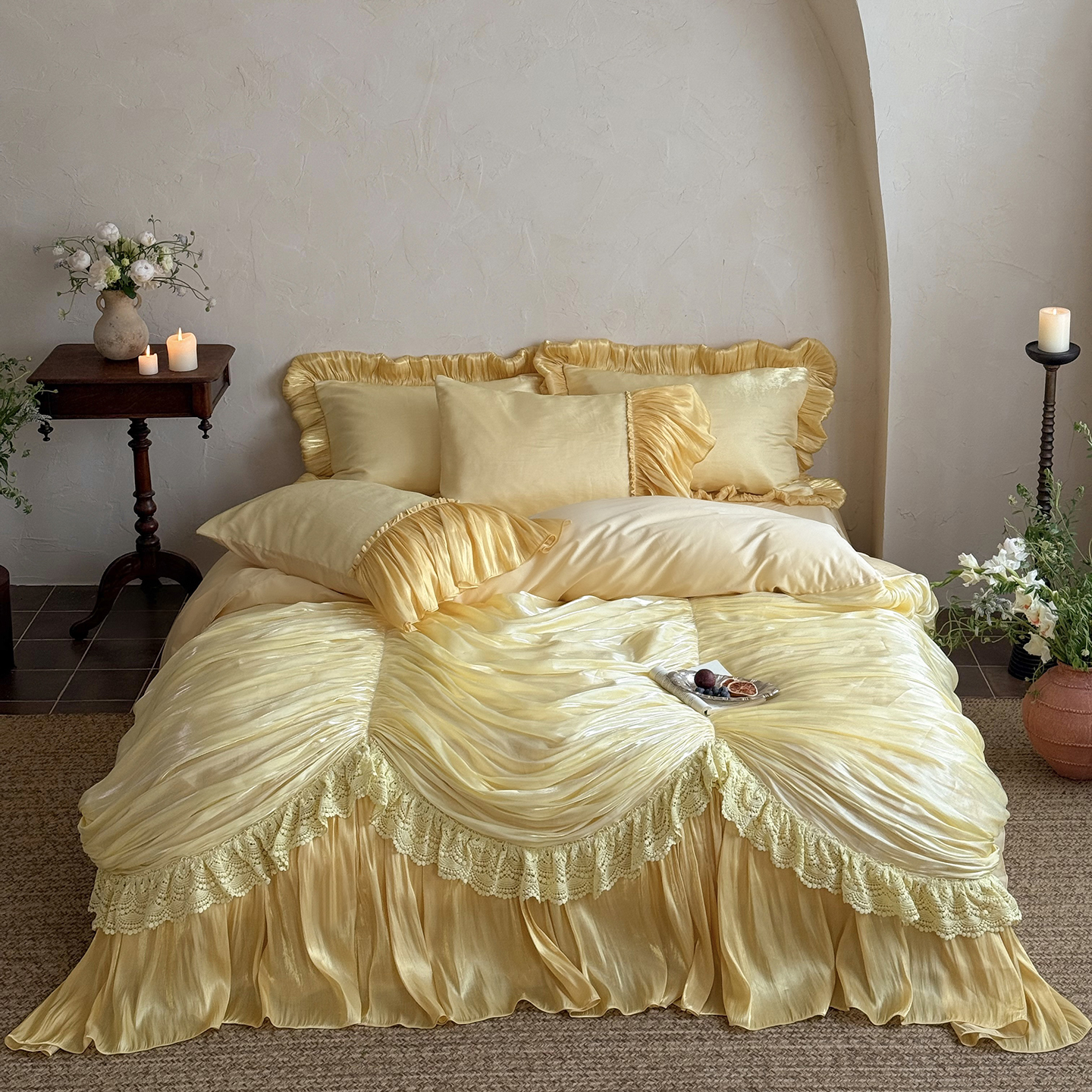 Home Textiles Luxury - Golden Lace Princess Bedding Set Luxury