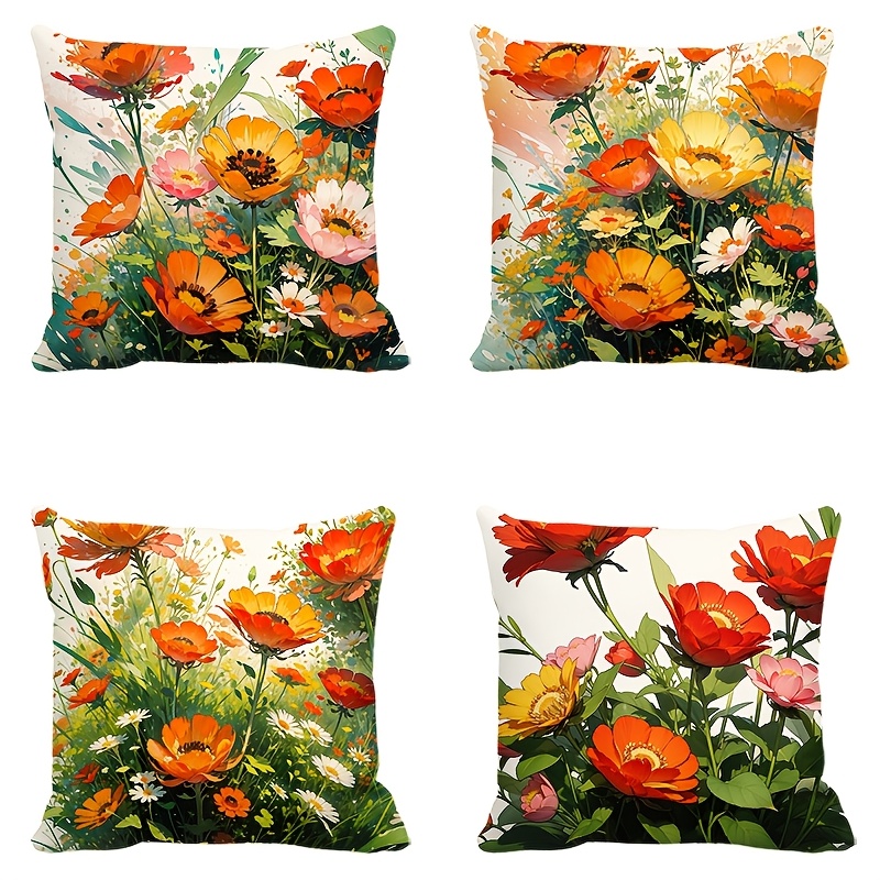 Pillow Covers Set of 4 Flower  - Pillow Insert 18X18 recensione e prezzo