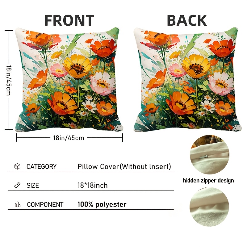 Pillow Covers Set of 4 Flower  - Pillow Insert 18X18 recensione e prezzo