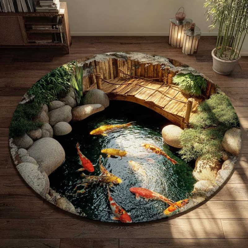 2D Cave Koi Pond Circular Prin - Home Textiles Plaid recensione e prezzo