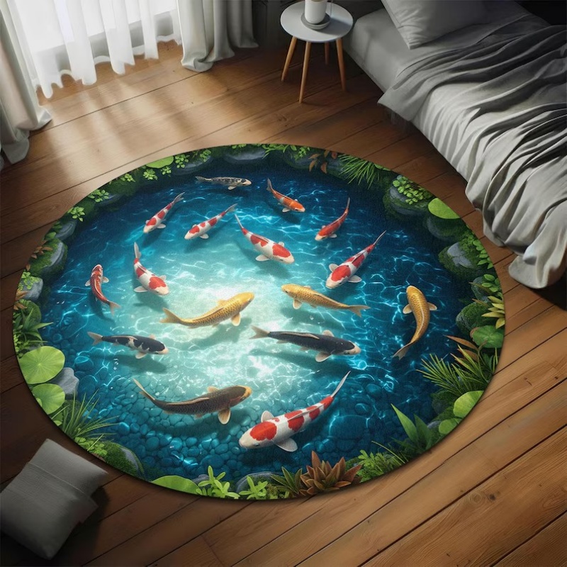 2D Cave Koi Pond Circular Prin - Home Textiles Plaid recensione e prezzo
