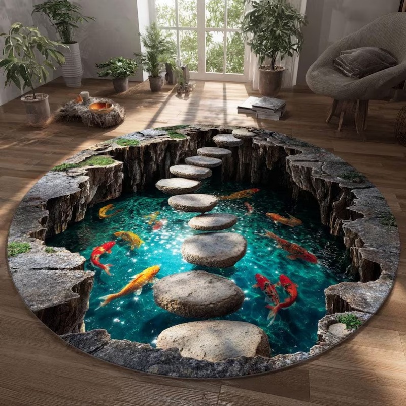 2D Cave Koi Pond Circular Prin - Home Textiles Plaid recensione e prezzo