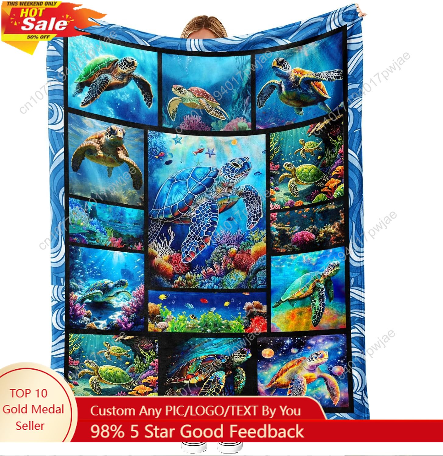 Sea Turtle Flannel Throw Blank - Quality Home Textiles recensione e prezzo