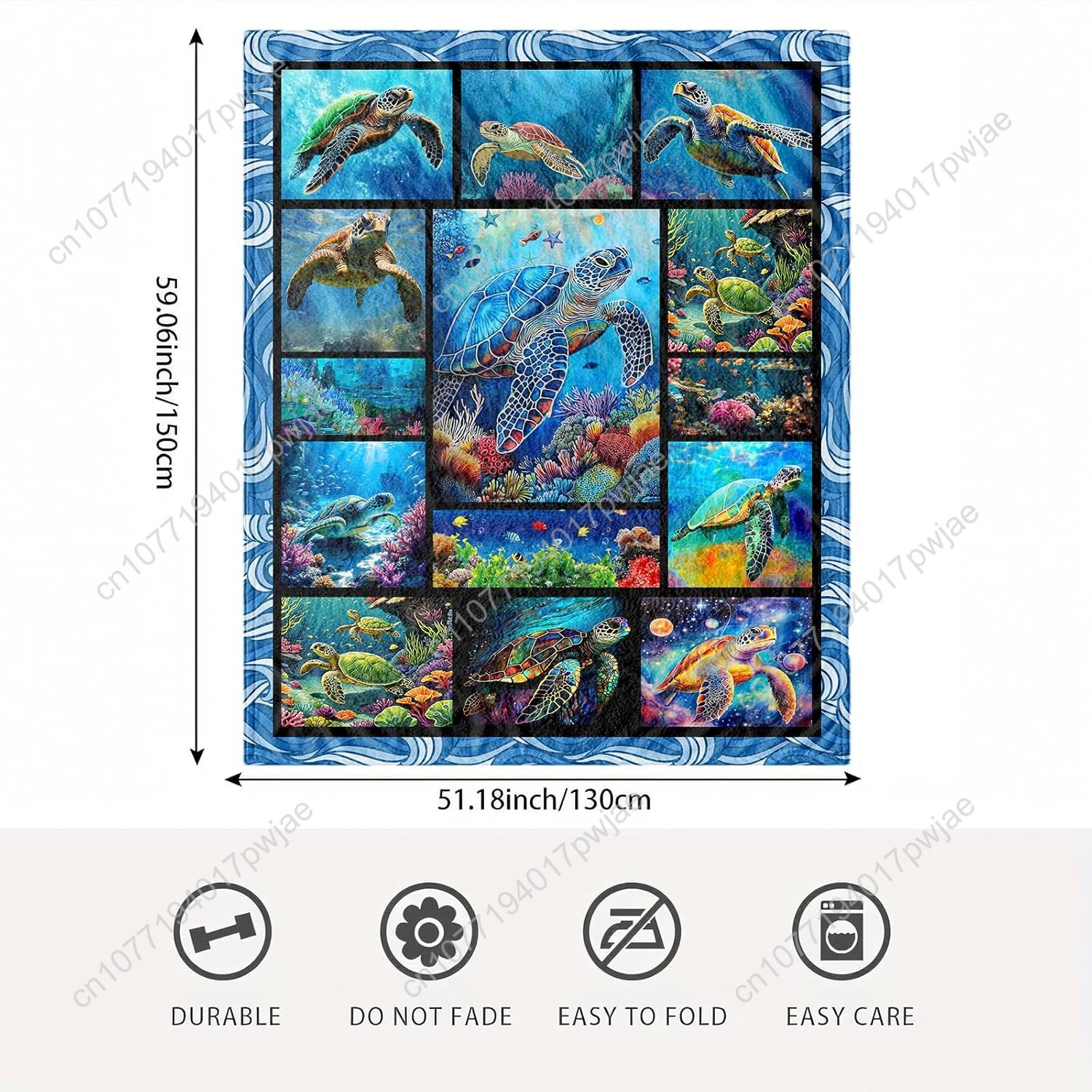 Sea Turtle Flannel Throw Blank - Quality Home Textiles recensione e prezzo