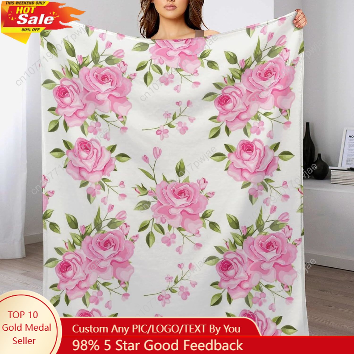 Pink Flower Throw Blanket Flor - Quality Home Textiles recensione e prezzo