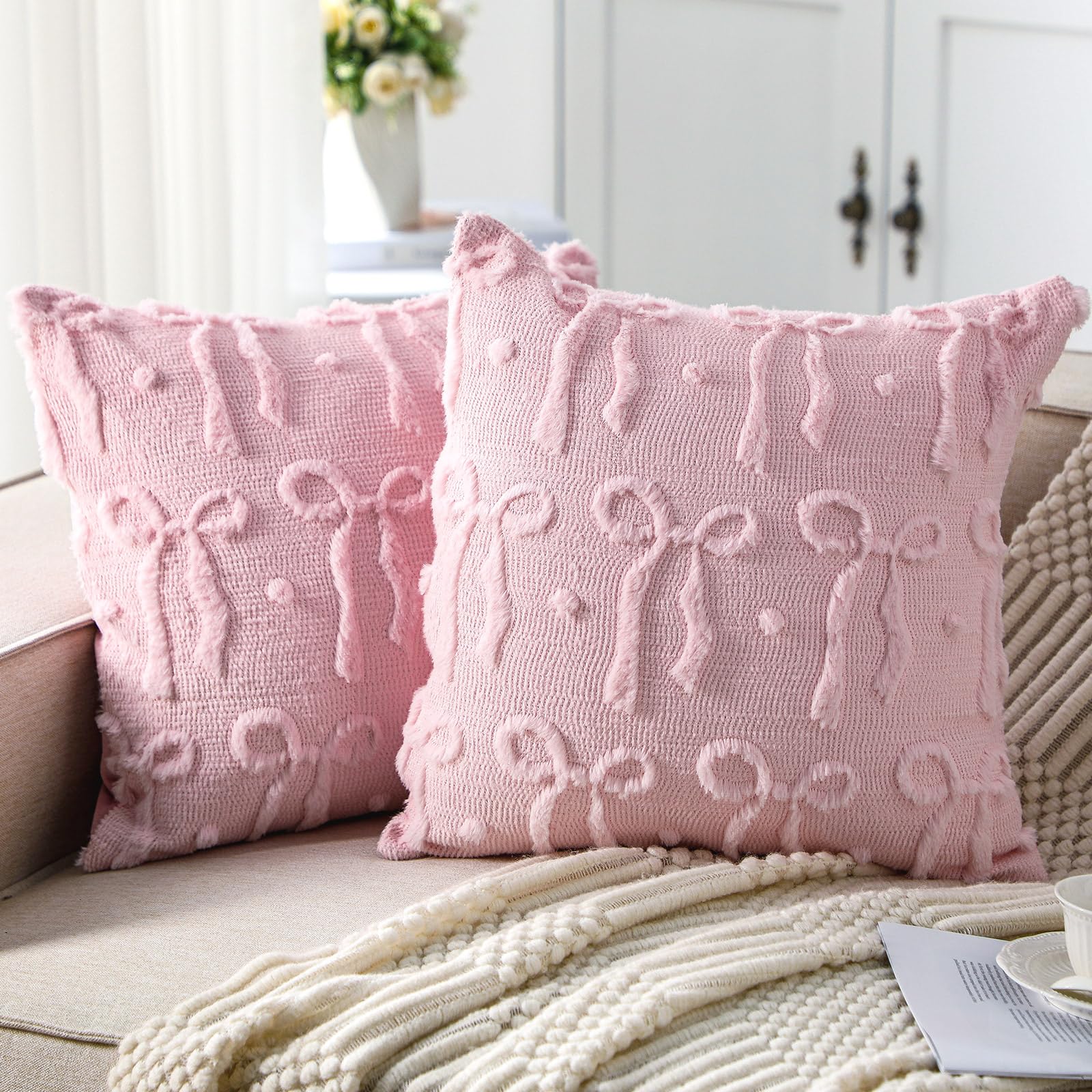 Pink Bow Throw Pillow Covers 1 - Pillow Insert 18X18 recensione e prezzo